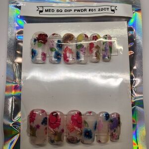 Medium Square Clear Floral Press-On Nails